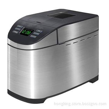 Stainless steel bread maker with LCD Display and big viewing window, with fruit and nut dispenser